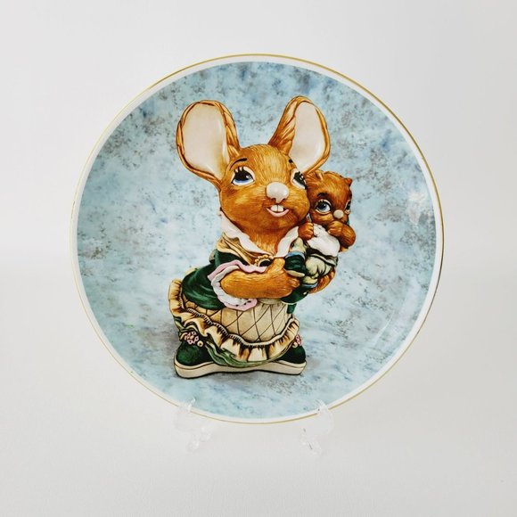 Elizabethan PenDelfin Bunny Mother and Baby Collectors Plate Jean Walmsley Heap - Picture 10 of 10